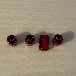Corvette Valve Stem Caps in Red Set of 4 NWT